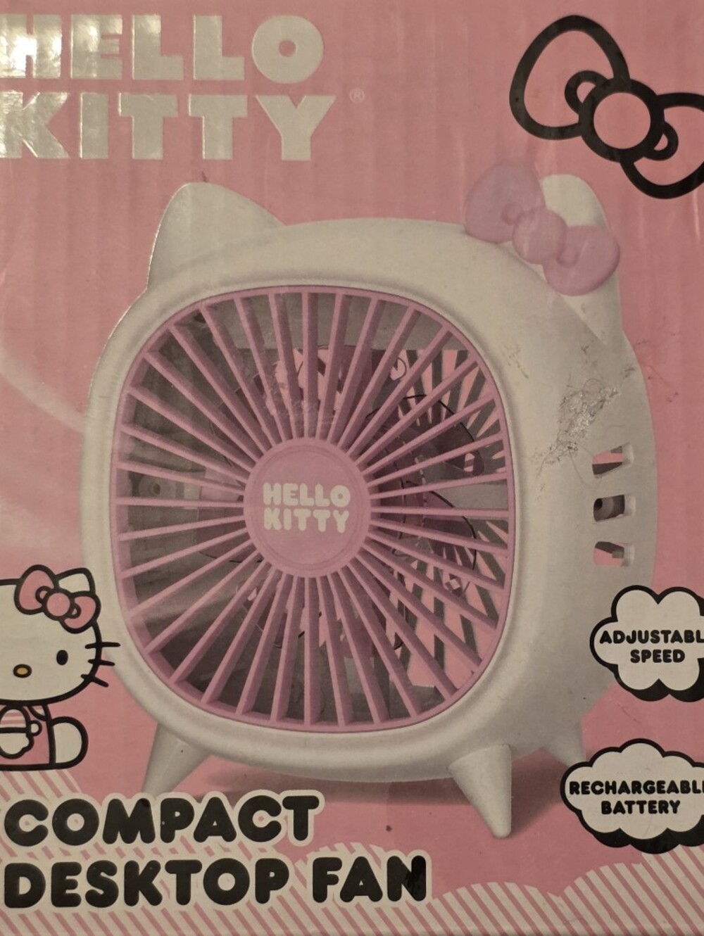 Hello Kitty Pink and White Portable Rechargeable Fan
